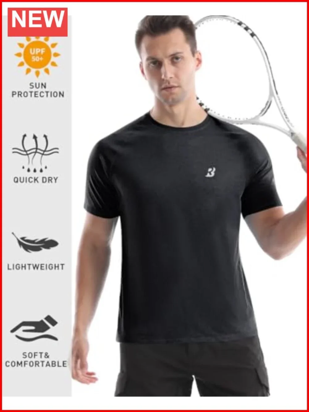 Men's UPF 50+ Rash Guard Shirt for Fishing & Running, Polyester